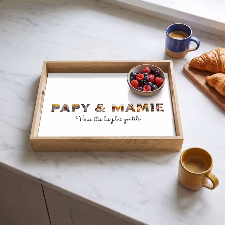Plateau personnalisé - Papy et Mamie - Collage de lettres — 3
