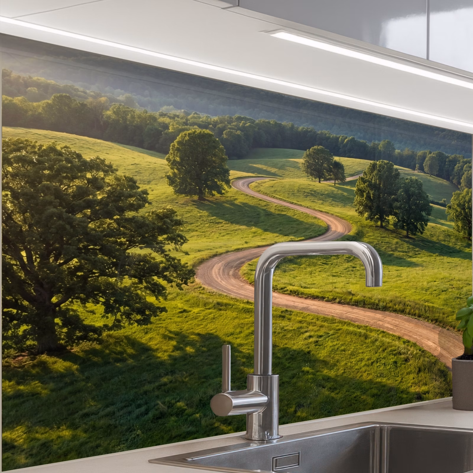 Crédence cuisine - Route - Pré - Nature - Vert — 1