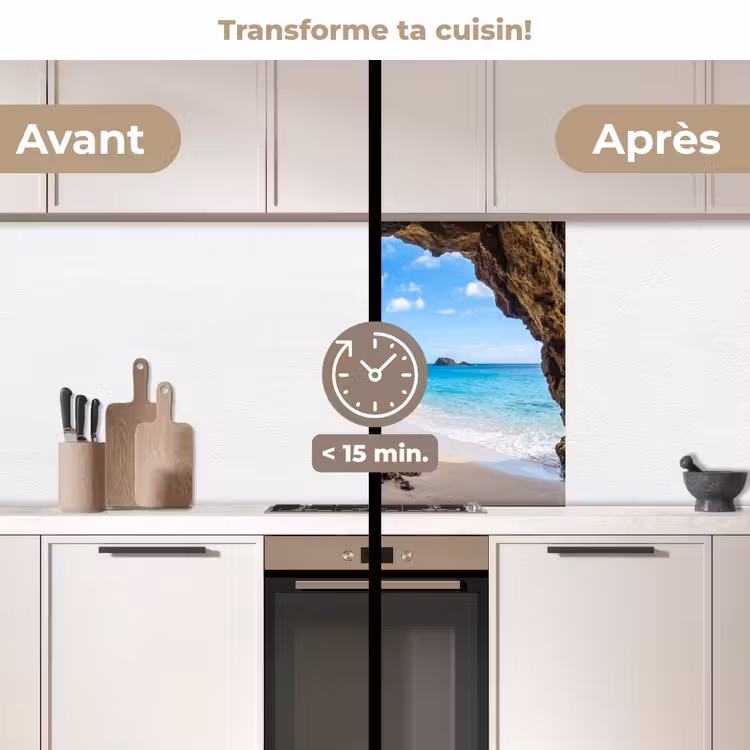 Crédence cuisine - Grotte - Plage - Mer - Bleu — 2