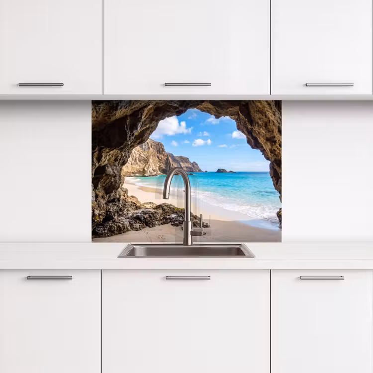 Crédence cuisine - Grotte - Plage - Mer - Bleu — 3
