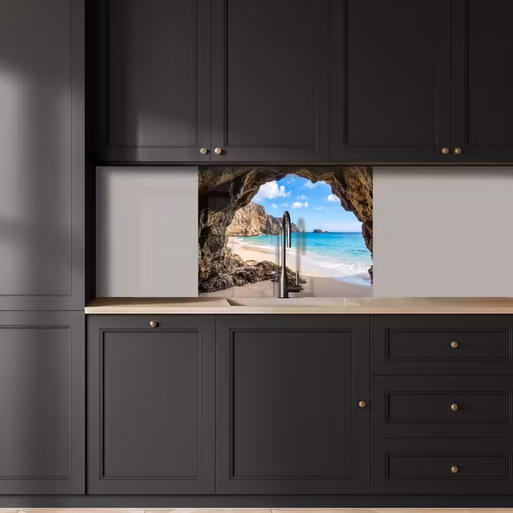 Crédence cuisine - Grotte - Plage - Mer - Bleu — 5