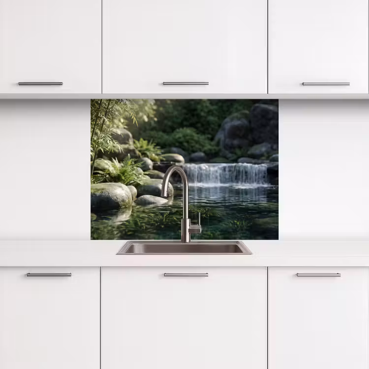 Crédence cuisine - Ruisseau - Cascade - Nature - Vert — 3