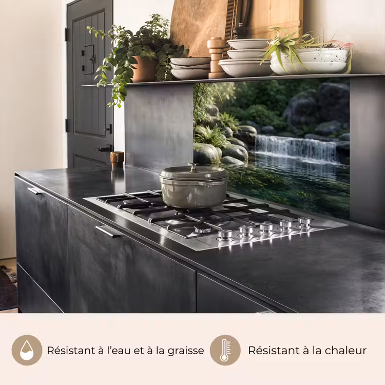 Crédence cuisine - Ruisseau - Cascade - Nature - Vert — 4
