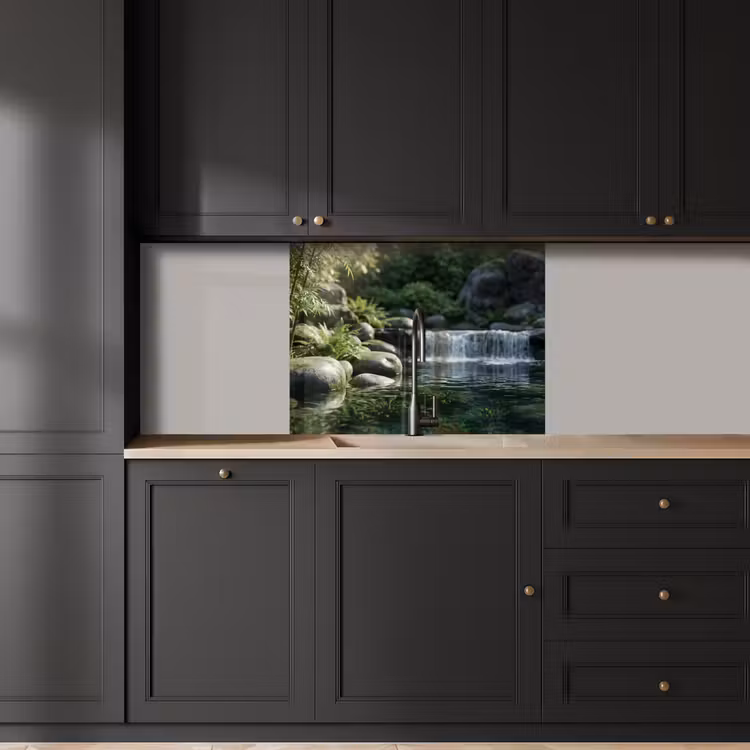 Crédence cuisine - Ruisseau - Cascade - Nature - Vert — 5