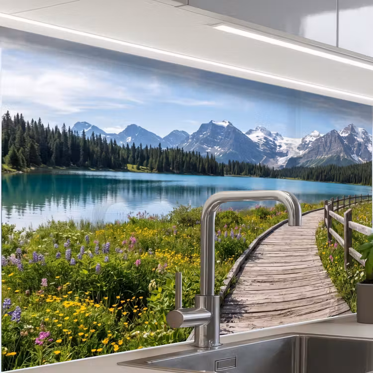 Crédence cuisine - Montagnes - Lac - Paysage - Bleu — 1