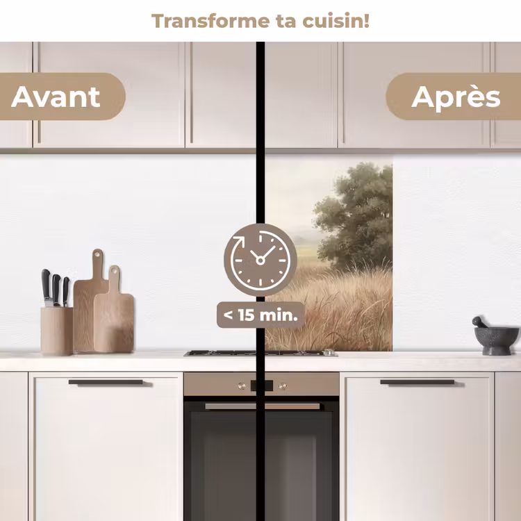 Crédence cuisine - Paysage - Minimaliste - Beige — 2