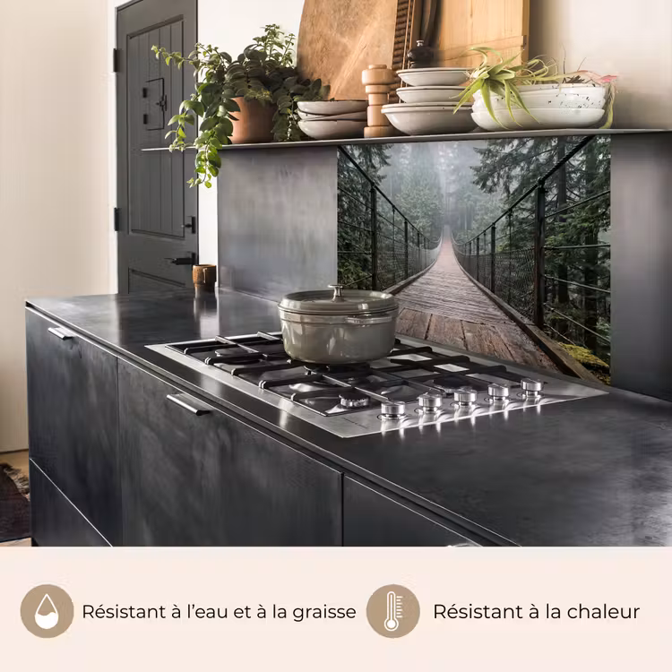 Crédence cuisine - Pont - Forêt - Brouillard - Nature — 4