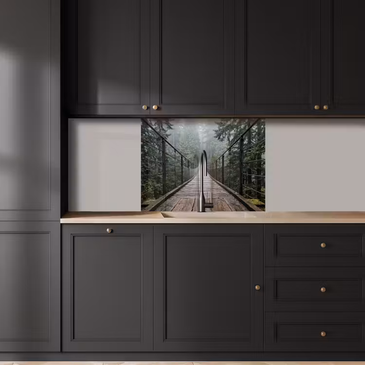 Crédence cuisine - Pont - Forêt - Brouillard - Nature — 5