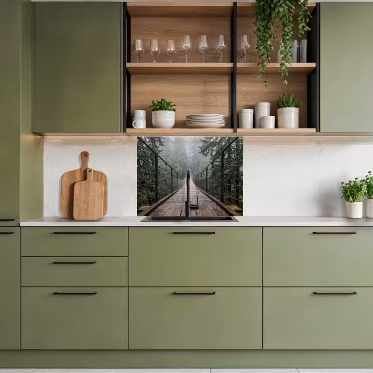 Crédence cuisine - Pont - Forêt - Brouillard - Nature — 7