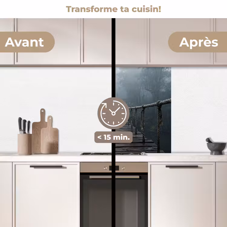 Crédence cuisine - Pont - Jungle - Brouillard - Nature — 2