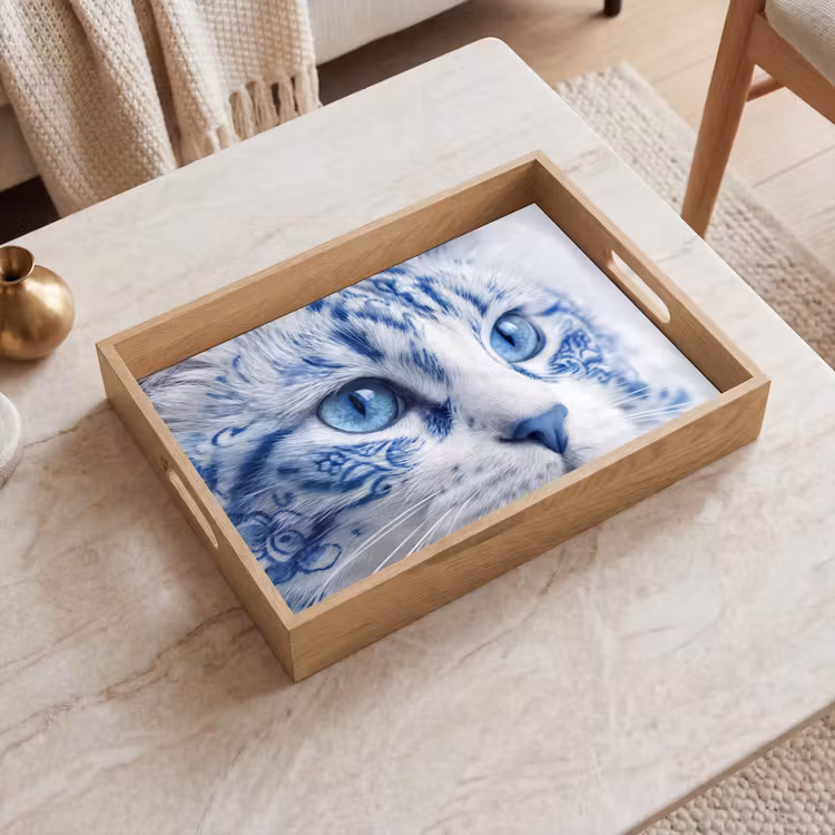 Plateau - Chat - Motif - Bleu — 2