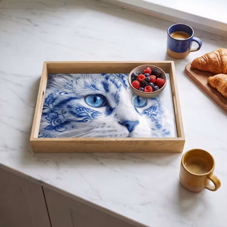 Plateau - Chat - Motif - Bleu — 3