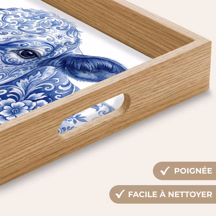 Plateau - Illustration - Vache - Bleu — 8