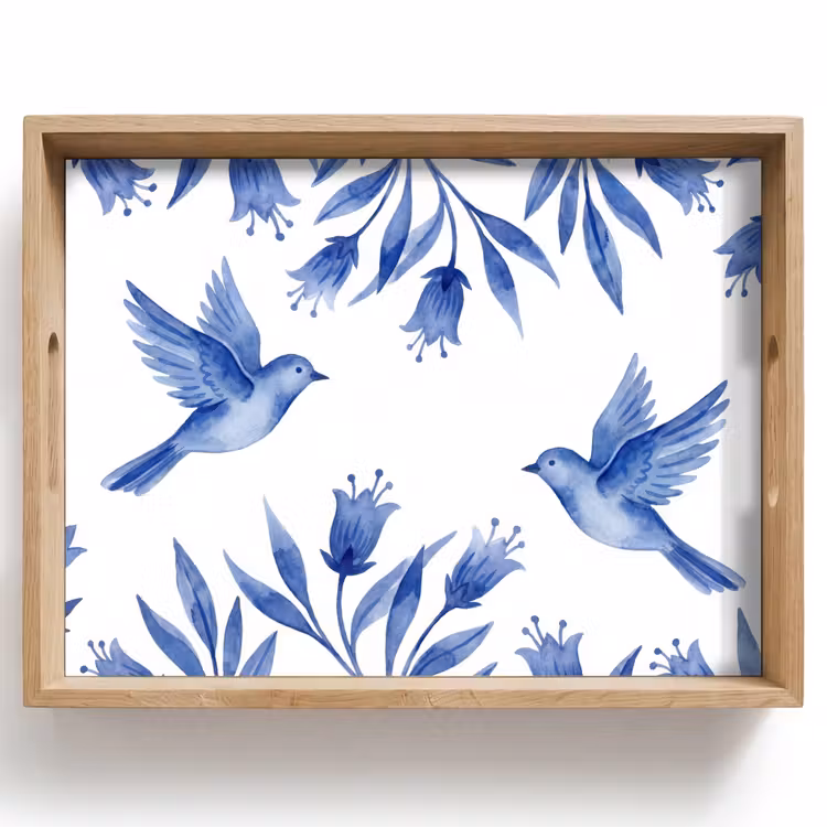 Plateau - Moderne - Oiseaux - Delftware — 1