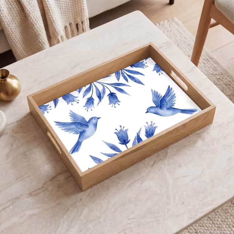 Plateau - Moderne - Oiseaux - Delftware — 2