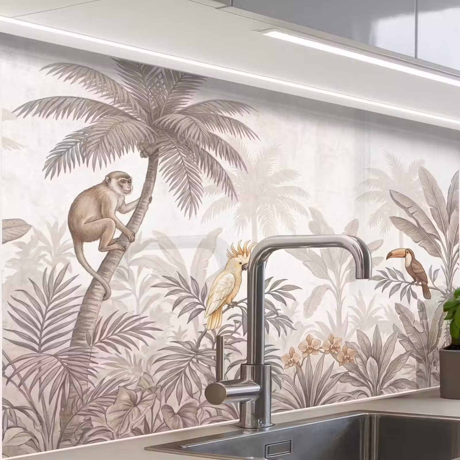 Crédence cuisine - Jungle - Animaux - Palmiers — 1