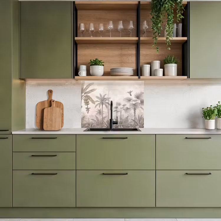 Crédence cuisine - Jungle - Arbre de piste - Colibri - Beige — 7