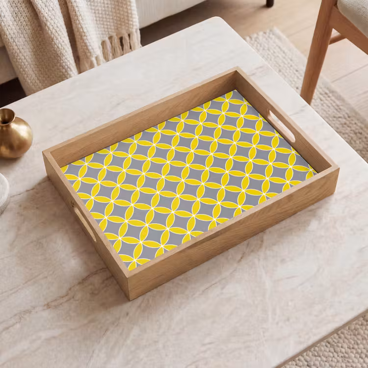 Plateau - Géométrique - Cercles - Moderne - Gris - Jaune — 2