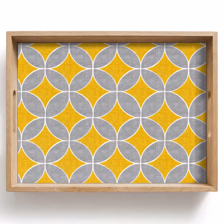 Plateau - Géométrique - Cercles - Texture - Gris - Jaune — 1
