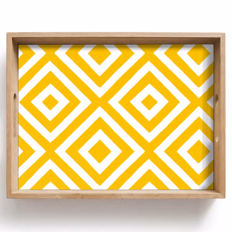 Plateau - Géométrique - Lignes - Moderne - Jaune - Blanc — 1