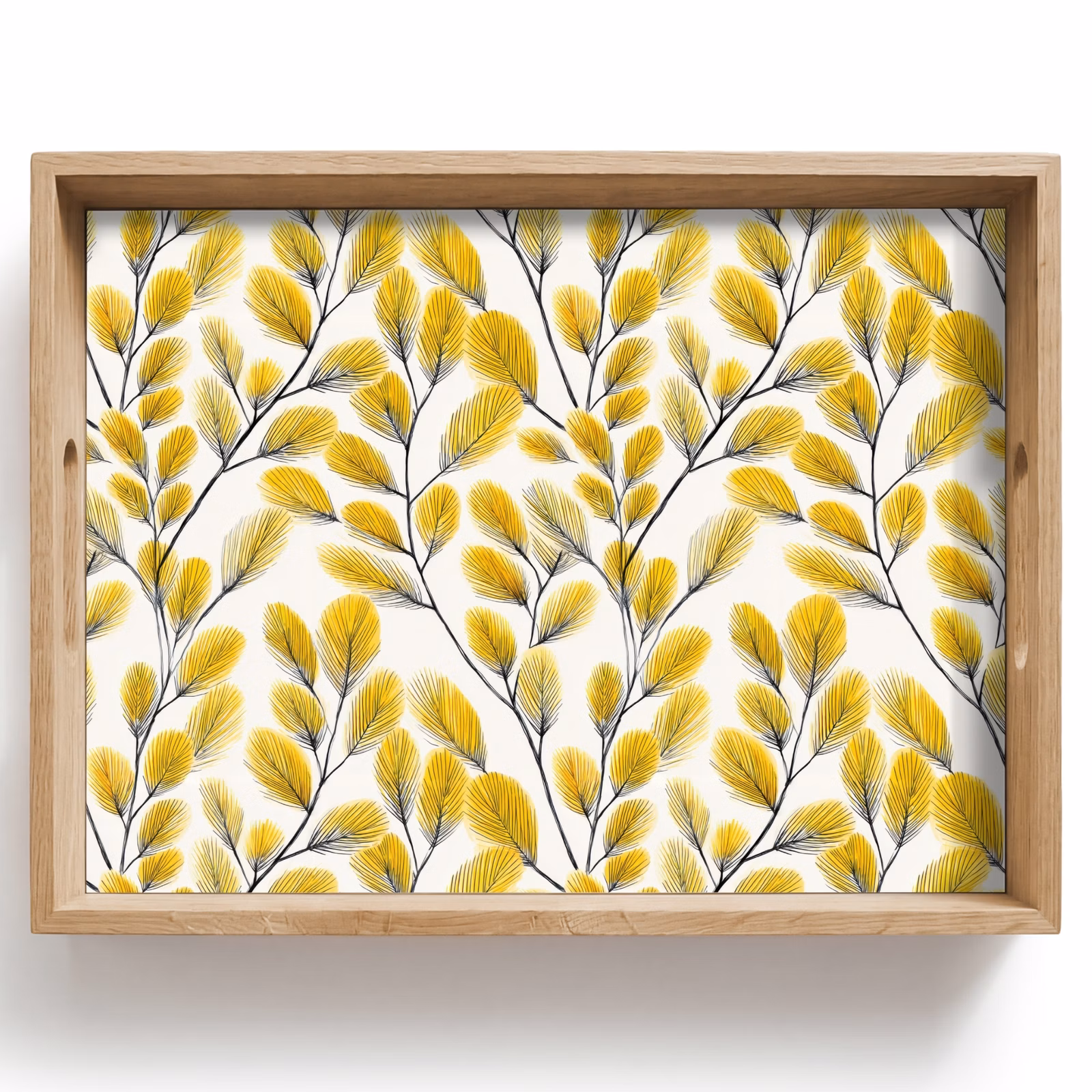 Plateau - Feuilles - Botanique - Élégant - Jaune - Noir — 1