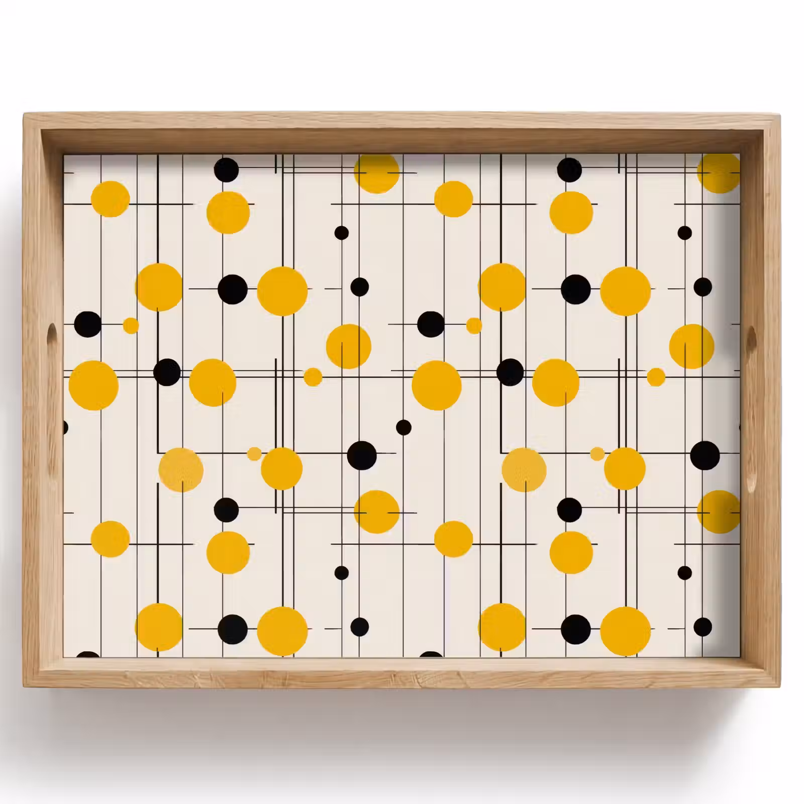 Plateau - Géométrique - Rétro - Lignes - Jaune ocre - Noir — 1