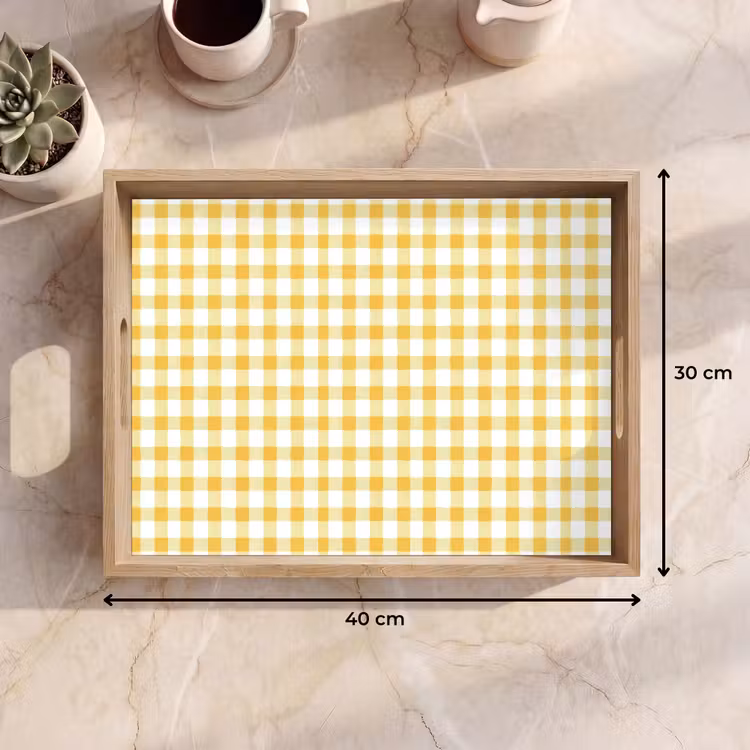 Plateau - Carreaux - Vichy - Classique - Jaune et blanc — 7