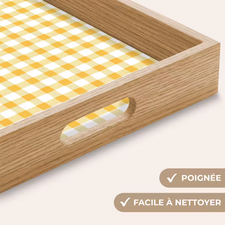 Plateau - Carreaux - Vichy - Classique - Jaune et blanc — 8