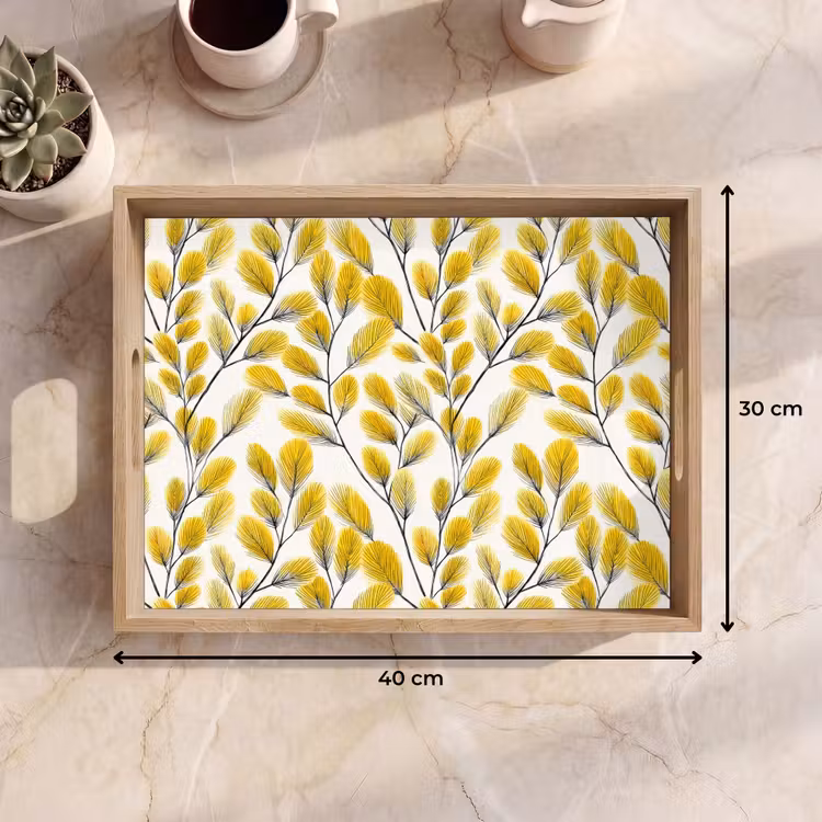 Plateau - Feuilles - Botanique - Élégant - Jaune - Noir — 7