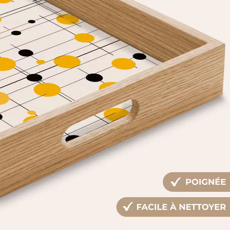 Plateau - Géométrique - Rétro - Lignes - Jaune ocre - Noir — 8