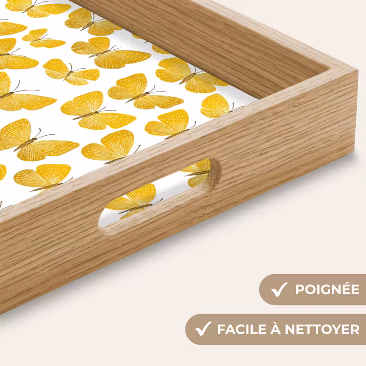 Plateau - Papillons - Botanique - Illustration - Jaune - Blanc — 8