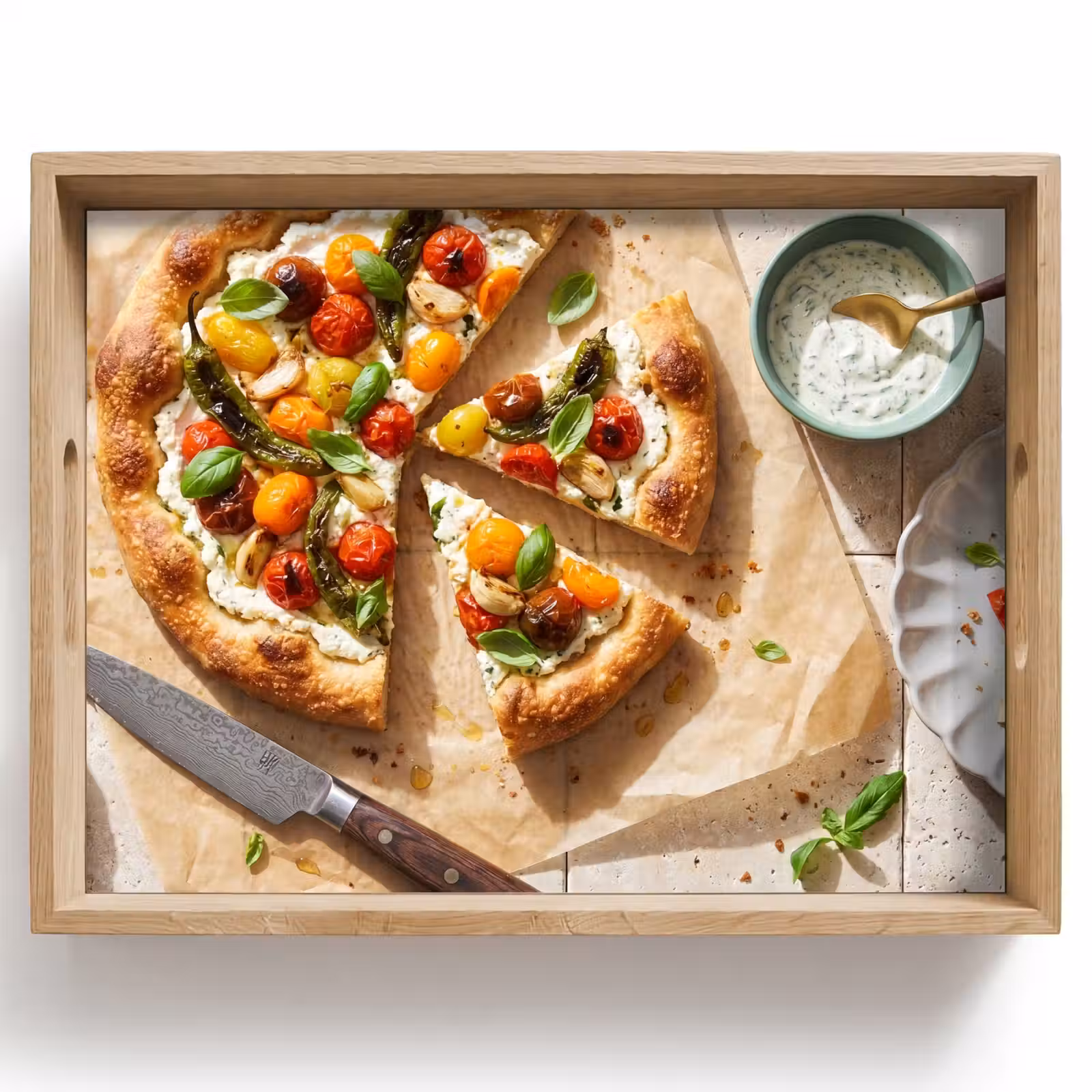 Plateau - Nourriture - Tomates - Basilic - Repas - Frais — 1