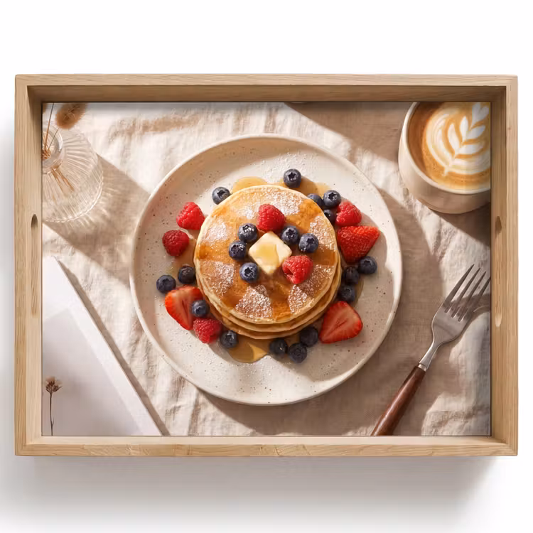 Plateau - Crêpes - Baies - Petit-déjeuner - Moderne - Beige — 1