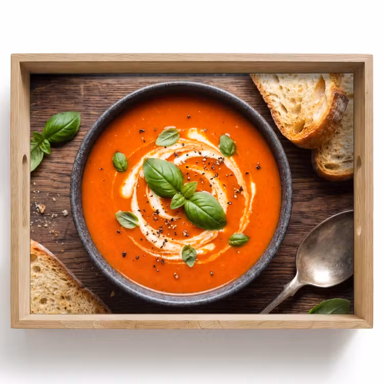 Plateau - Cuisine - Soupe - Basilic - Rustique - Rouge — 1