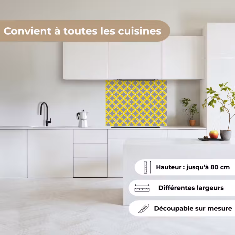 Crédence cuisine - Géométrique - Cercles - Moderne - Gris - Jaune — 6