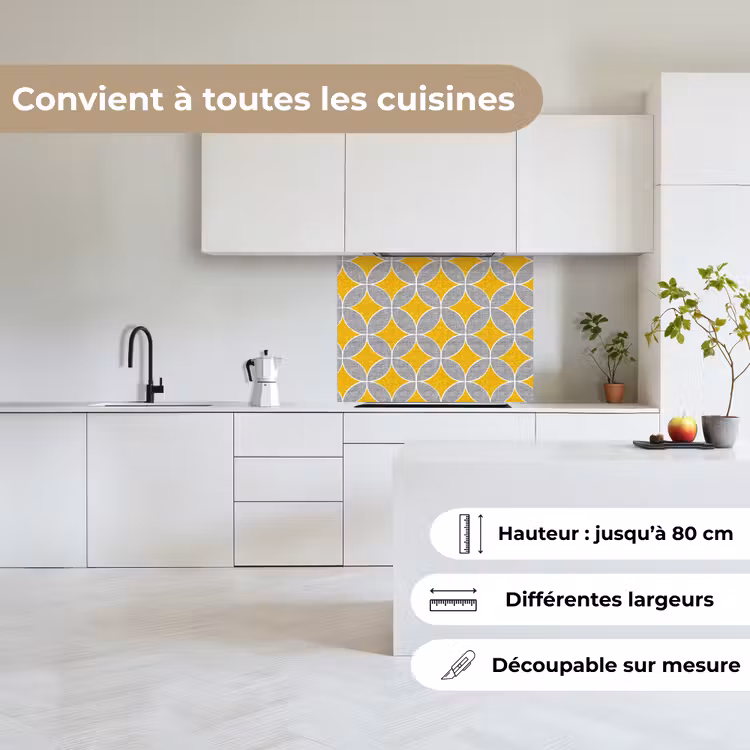 Crédence cuisine - Géométrique - Cercles - Texture - Gris - Jaune — 6