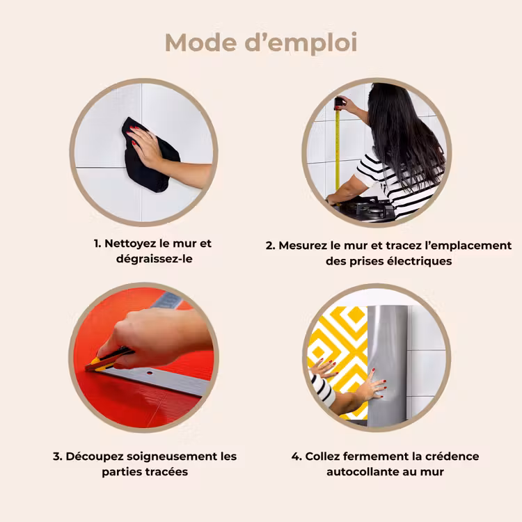 Crédence cuisine - Géométrique - Lignes - Moderne - Jaune - Blanc — 8