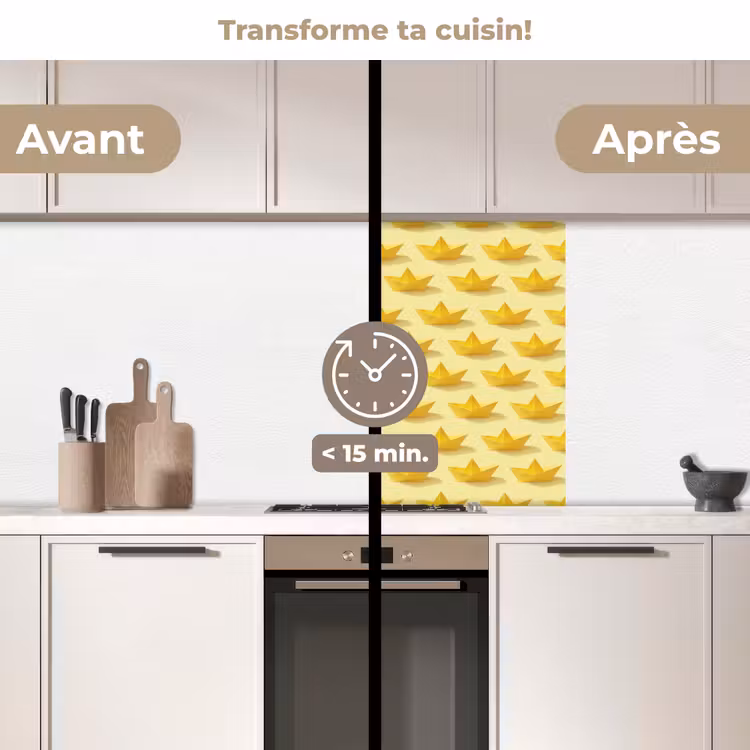 Crédence cuisine - Petits bateaux - Origami - Créativité - Jaune — 2