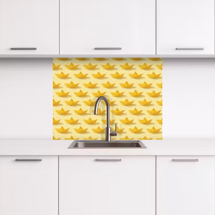 Crédence cuisine - Petits bateaux - Origami - Créativité - Jaune — 3