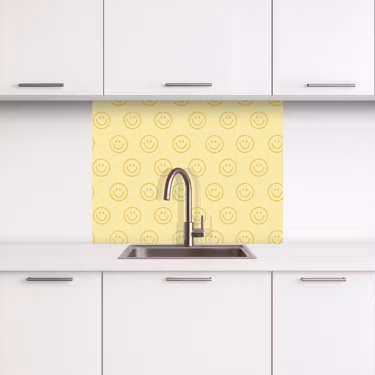 Crédence cuisine - Smileys - Motif - Rétro - Jaune pâle — 3