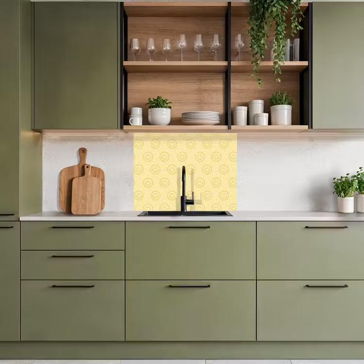 Crédence cuisine - Smileys - Motif - Rétro - Jaune pâle — 7