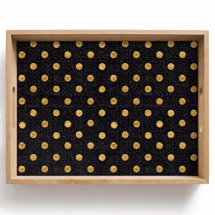 Plateau - Polka Dot - À pois - Or - Noir — 1
