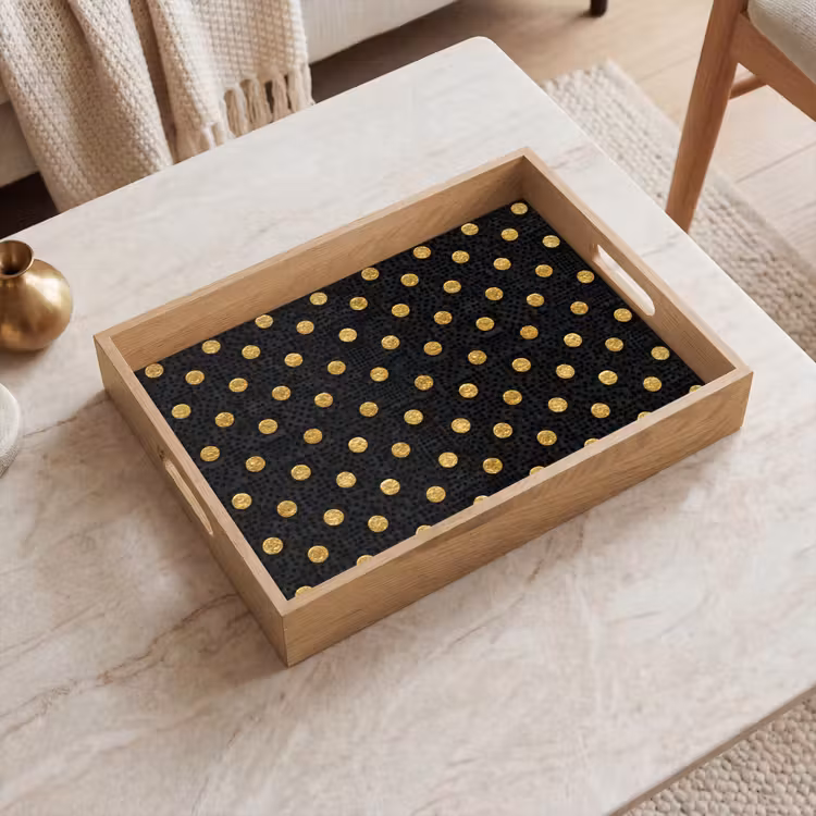 Plateau - Polka Dot - À pois - Or - Noir — 2