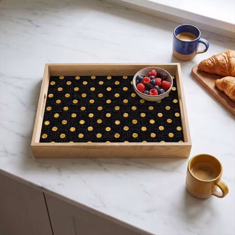 Plateau - Polka Dot - À pois - Or - Noir — 3