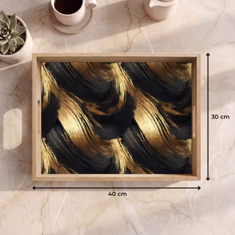 Plateau - Couches de peinture - Abstrait - Or - Noir — 7