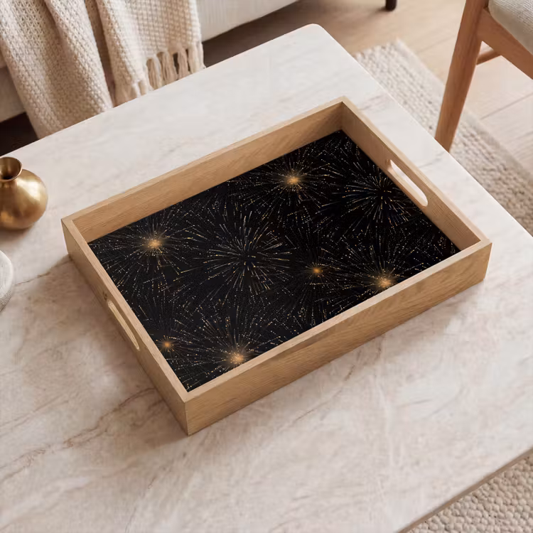 Plateau - Feux d'artifice - Cartouche - Festif - Or - Noir — 2