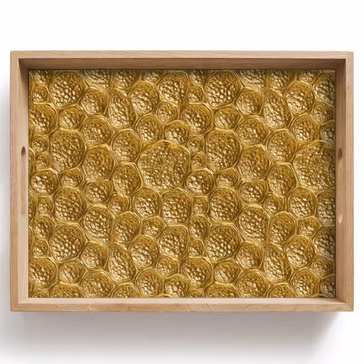 Plateau - Martelé - Mosaïque - Antique - Or — 1