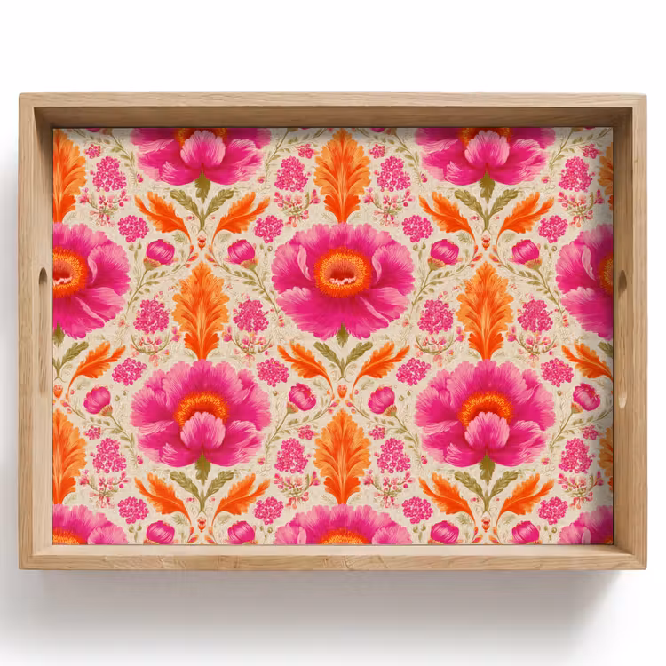 Plateau - Fleurs - Baroque - Rose - Orange — 1