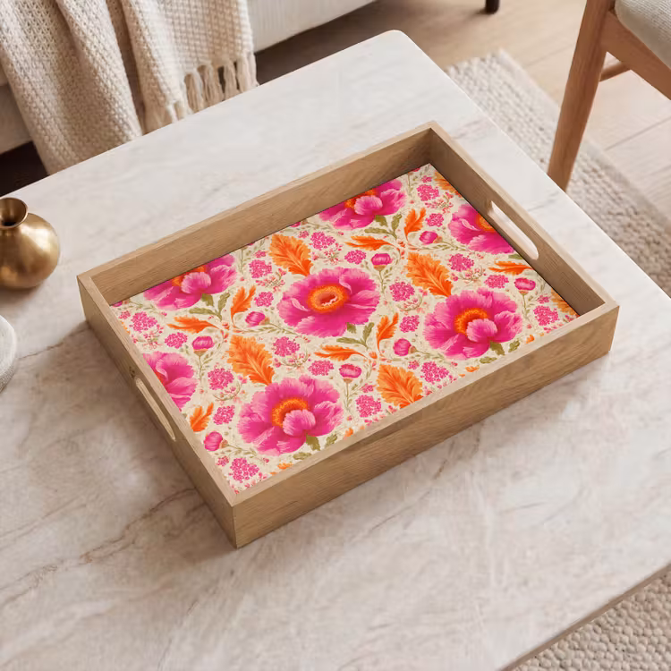 Plateau - Fleurs - Baroque - Rose - Orange — 2