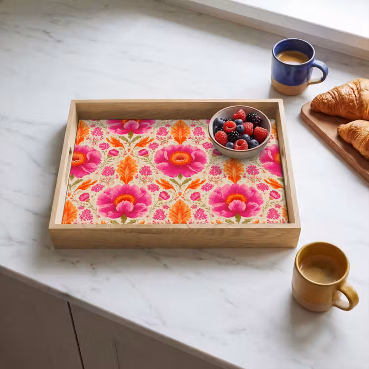 Plateau - Fleurs - Baroque - Rose - Orange — 3